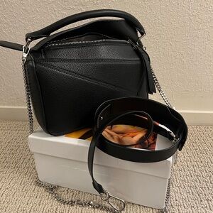 NWB Black Textured Leather Stitch Bag L style